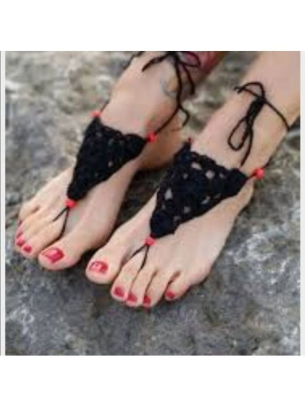 Purple Crochet Handmade Footies Barefoot Sandals Boho Beach Style